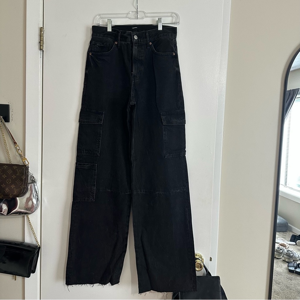 Black Express Wide-Leg Cargo Jeans